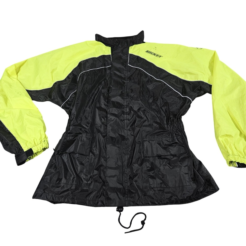 Joe Rocket Rain Jacket Womens XL Neon Yellow Black Reflective Motorcycle PVC